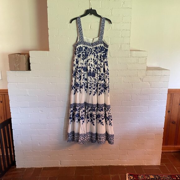 Antonio Melani Vera Floral Tiered Flounce Hem A-Line Midi Dress Size 12 Blue - Picture 4 of 4